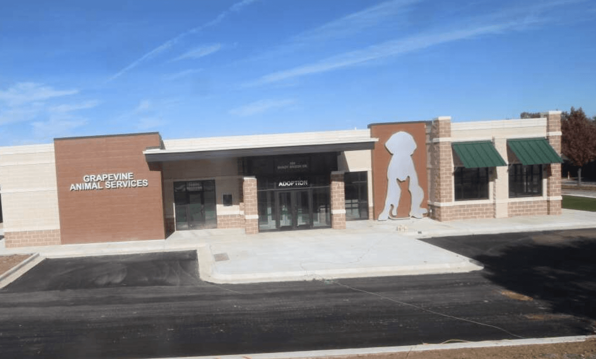 front of new animal shelter building and parking lot
